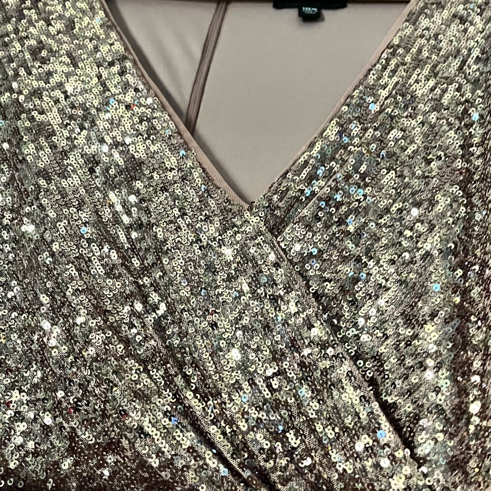 Xscape Rose Gold Sequin Long Sleeve Gown - Picture 4 of 5